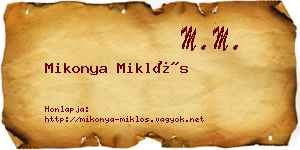 Mikonya Miklós névjegykártya